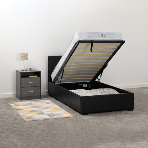Waverley 3FT Storage Bed - Black Faux Leather