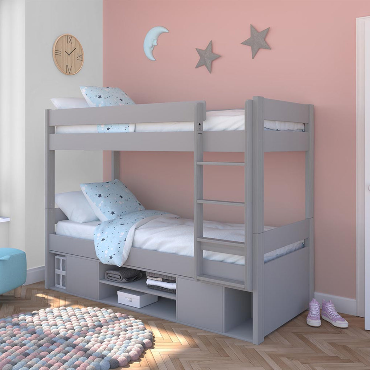 Uno Grey Bunk Bed With Under Bed Storage