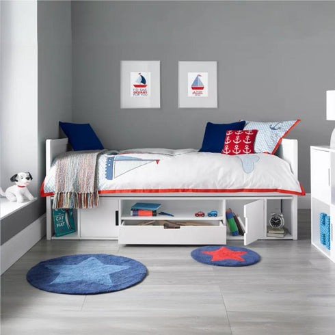 Stompa UNOS Storage Cabin Bed White Headboard White Doors