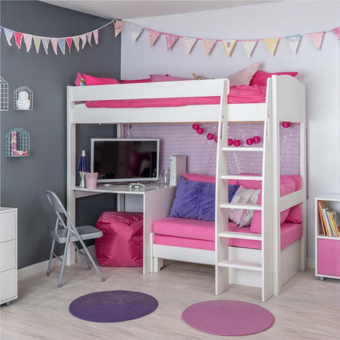 Highsleeper, Sofa, Fixed Desk Sofa Pink