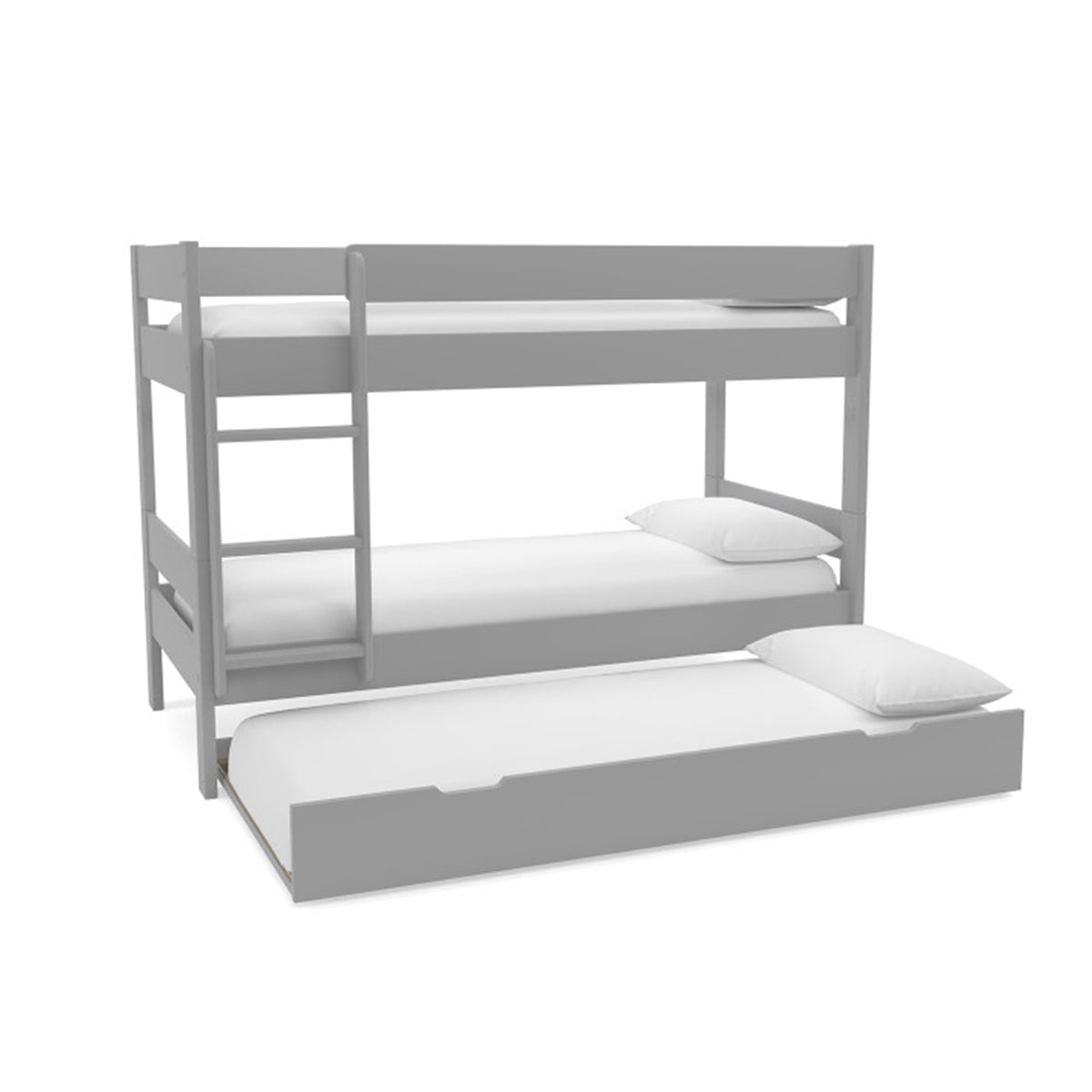 Compact Bunk Bed With Trundle Drawer And Trundle Mattress Grey