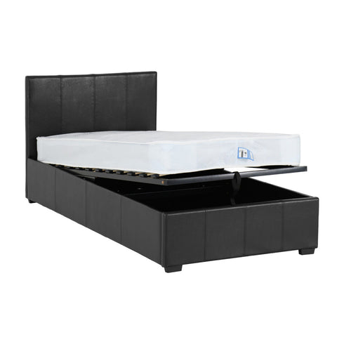 Waverley 3FT Storage Bed - Black Faux Leather
