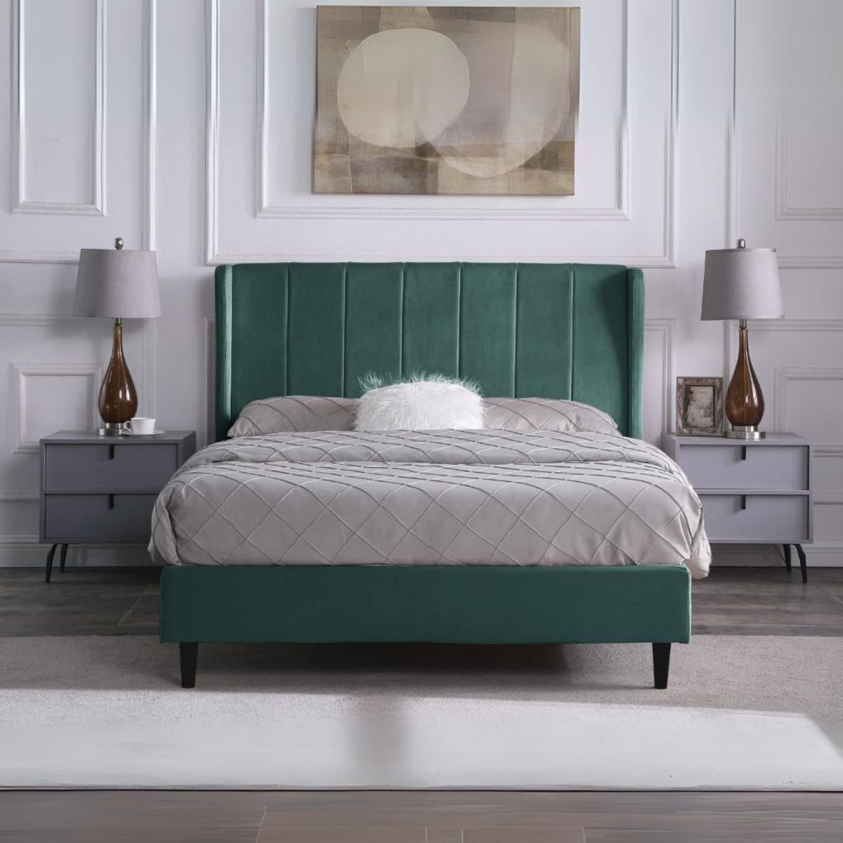 Amelia 4FT6 Bed - Green Velvet Fabric