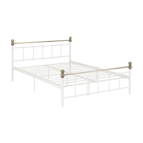 Marlborough 4FT6 Bed - White/Antique Brass