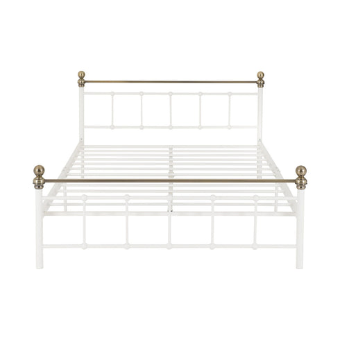 Marlborough 4FT6 Bed - White/Antique Brass