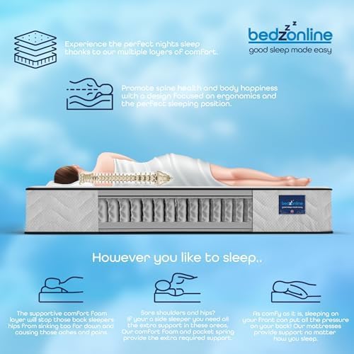 BEDZONLINE Pocket Sprung Mattress - Thick Medium Firmness Sleep Support