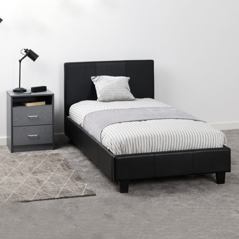 Prado 3FT Bed - Black Faux Leather