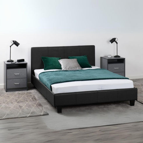 Prado 4FT6 Bed - Black Faux Leather