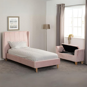 Amelia 3FT Bed - Pink Velvet Fabric
