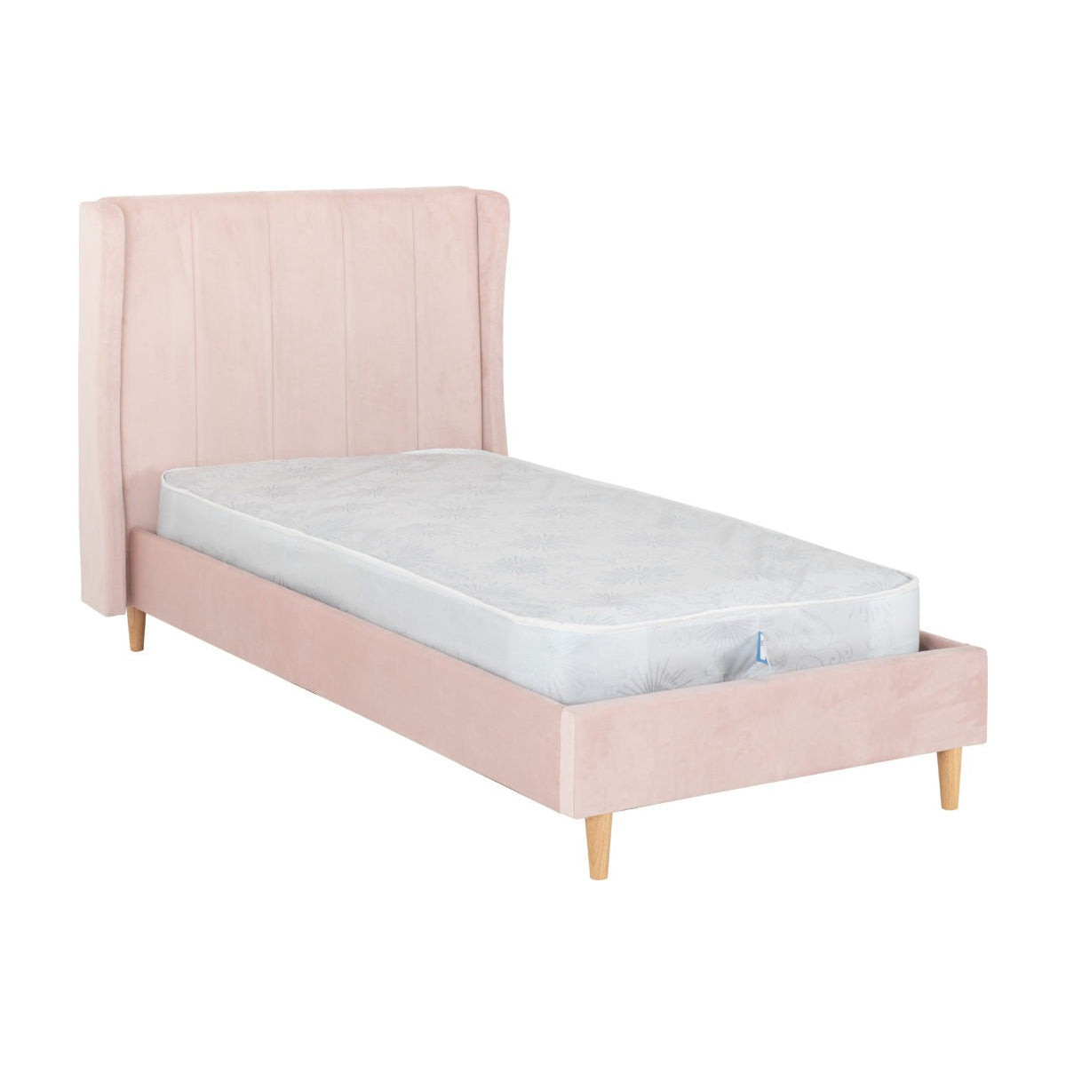 Amelia 3FT Bed - Pink Velvet Fabric