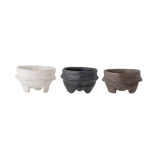 Asbjorn Deco Bowl White Paper Mache Set of 3