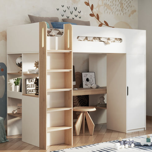 Babyfair High Sleeper With Wardrobe & Desk