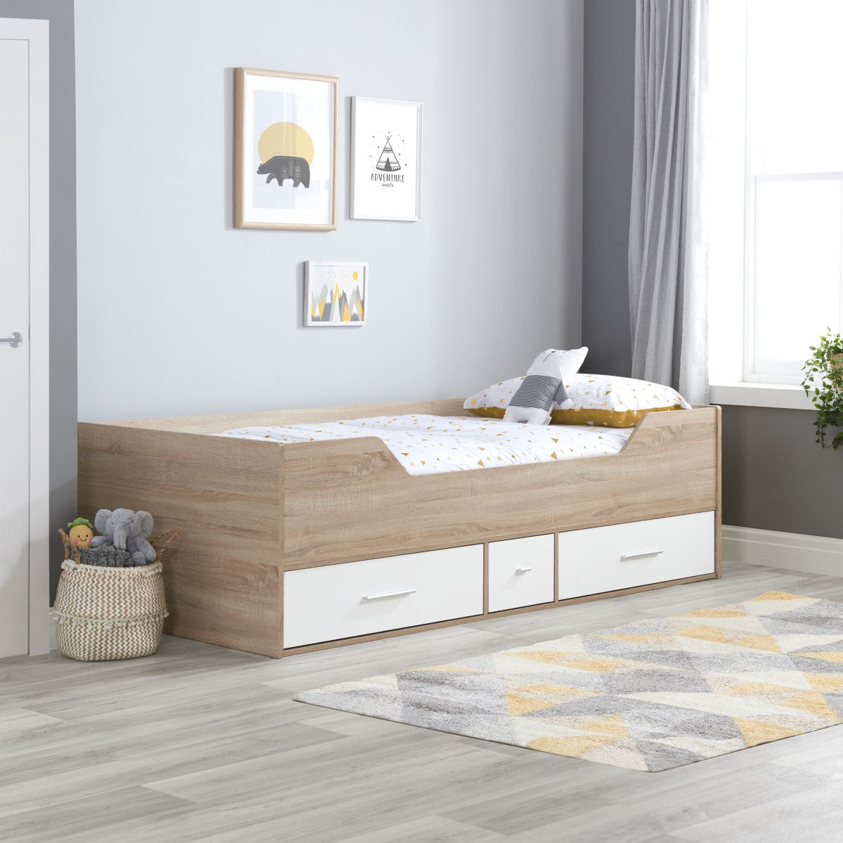 Camden Cabin Bed White & Oak Effect