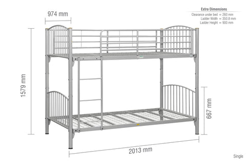 Corfu Bunk Bed Silver