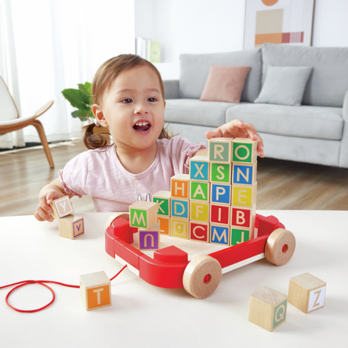 Hape Pull-along Cart with Stacking Blocks