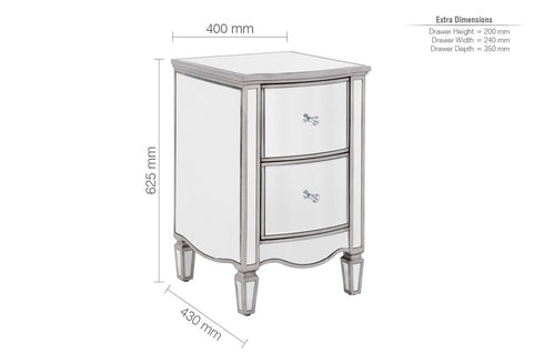Elysee 2 Drawer Bedside
