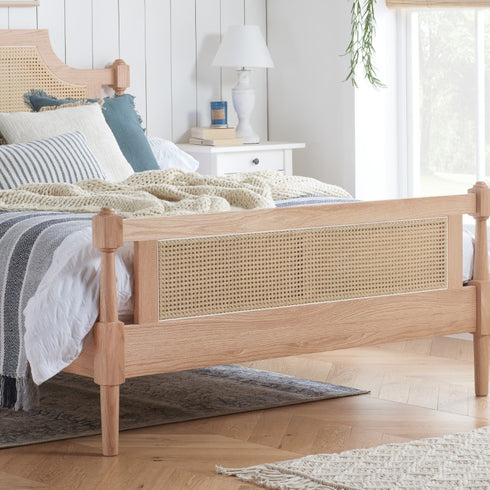 Geneva Rattan Bed Oak