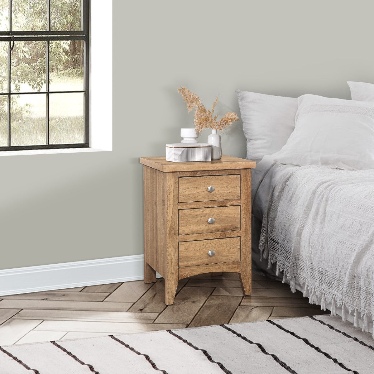 Hampstead 3 Drawer Bedside Oak