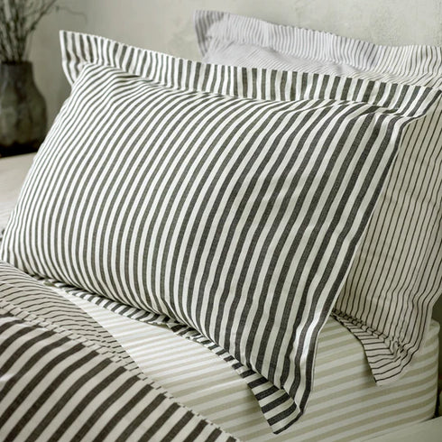 Yard Hebden Mélange Stripe 100% Cotton Duvet Cover Set Black