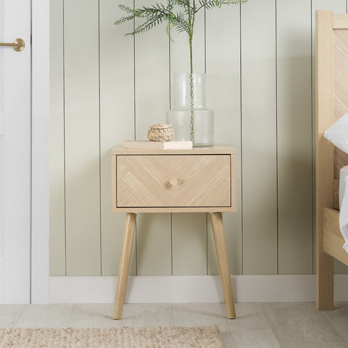 Herringford 1 Drawer Bedside Oak