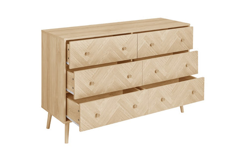 Herringford 6 Drawer Bedside Oak