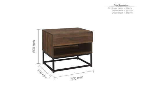 Houston 1 Drawer Bedside Walnut