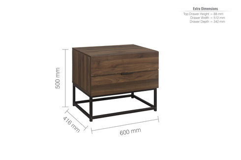Houston 2 Drawer Bedside Walnut