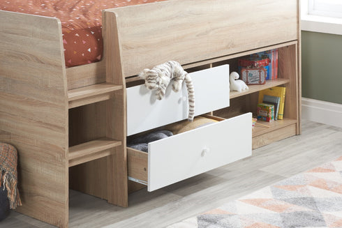 Leyton Cabin Bed White & Oak Effect
