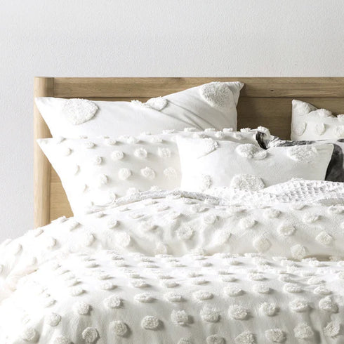 Linen House Haze Tufted 100% Cotton Duvet Cover Set White