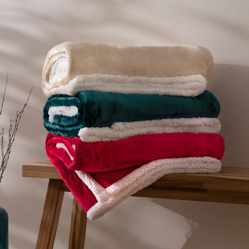 Lux Sherpa Fleece Throw Natural - 127 x 152cm