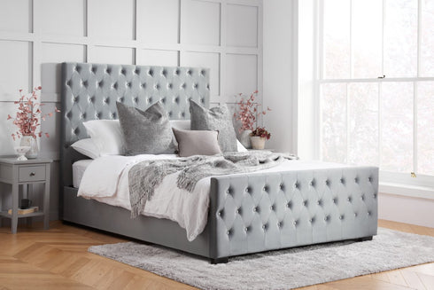 Marquis Fabric Bed Grey Velvet