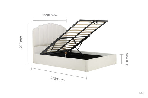 Monaco Fabric Ottoman Bed White