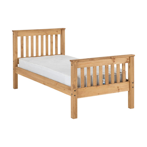 Monaco 3FT Bed High Foot End - Distressed Waxed Pine