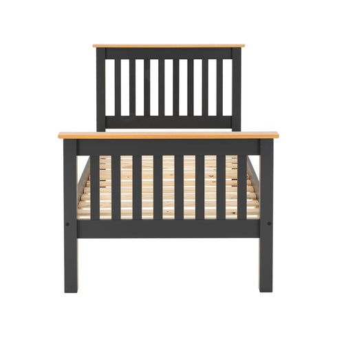 Monaco 3FT Bed High Foot End - Grey/Oak Effect