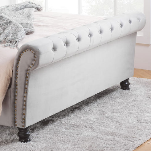 Opulence Fabric Bed Grey Velvet