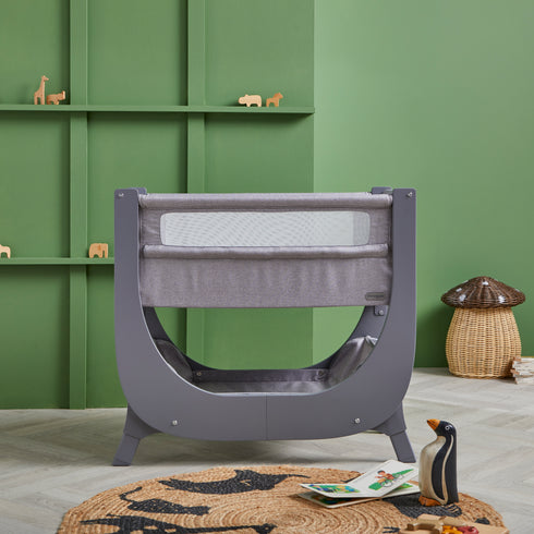 Shnuggle Air Lite Bedside Crib with Mattress- Grey