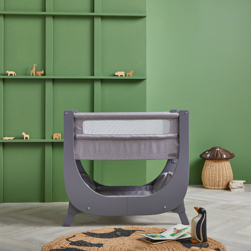 Shnuggle Air Lite Bedside Crib with Mattress- Grey