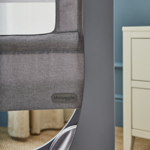 Shnuggle Air Lite Bedside Crib with Mattress- Grey