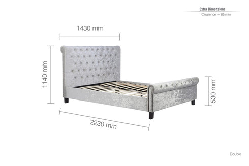Sienna Fabric Bed Crush Velvet Steel