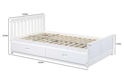 Timeless White Kids Storage 4 Drawer Bed