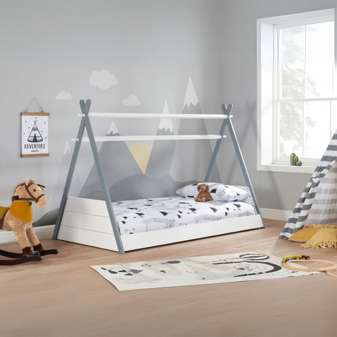 Teepee Single Bed White & Grey