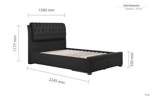Valentino 2 Drawer Bed