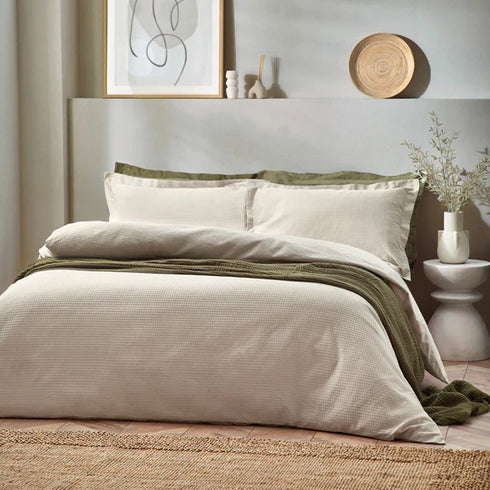 Yard Waffle Textured 100% Cotton Duvet Cover Set Linen