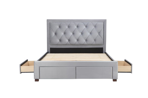 Woodbury Fabric Bed Grey Velvet