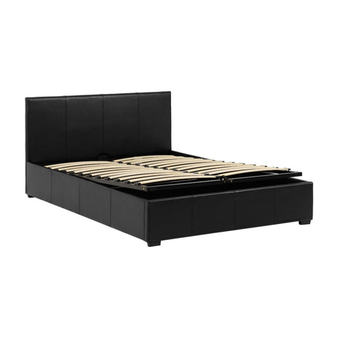 Waverley 4FT6 Storage Bed - Black Faux Leather