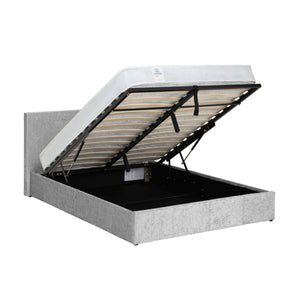 Waverley 4FT6 Storage Bed - Grey Crushed Velvet