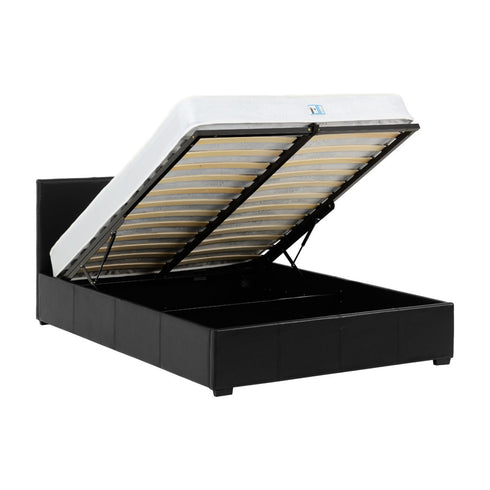 Waverley 4FT Storage Bed - Black Faux Leather