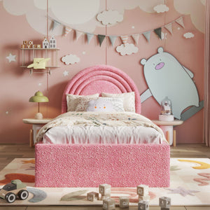 Aria Ottoman Kids Bed Pink Teddy