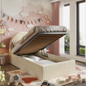 Aria Ottoman Kids Bed Cream Teddy