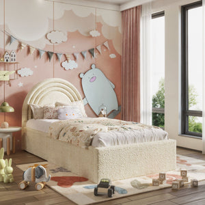 Aria Ottoman Kids Bed Cream Teddy